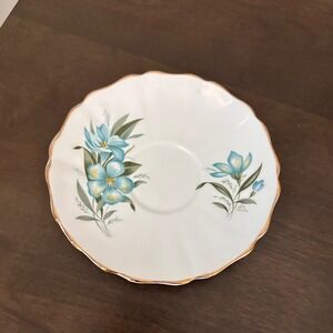Regency Bone China Saucer Blue Floral Gold Rim Vintage Tea Party Made in England